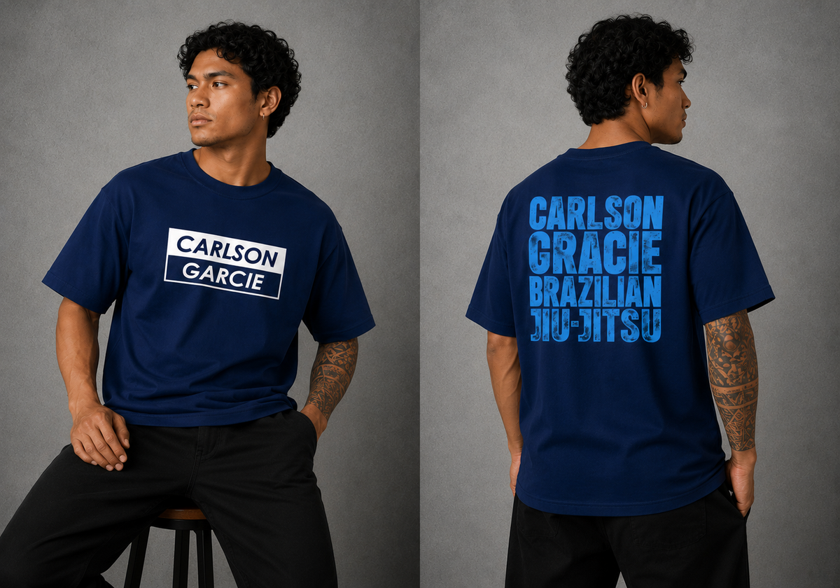 T-shirt Carlson Gracie Bleu – Oversize 100% Coton