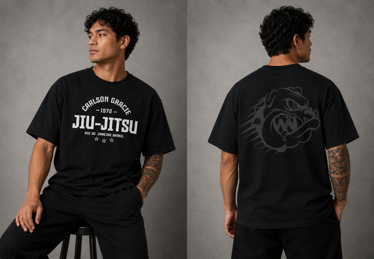 T-shirt Carlson Gracie Noir Legacy – Oversize 100% Coton