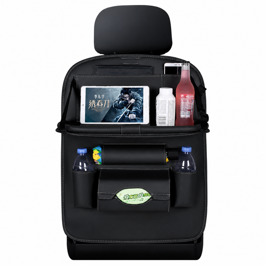 Organisateur de Siège Auto Multipoches – Simili-Cuir, Tablette & Porte-Boissons