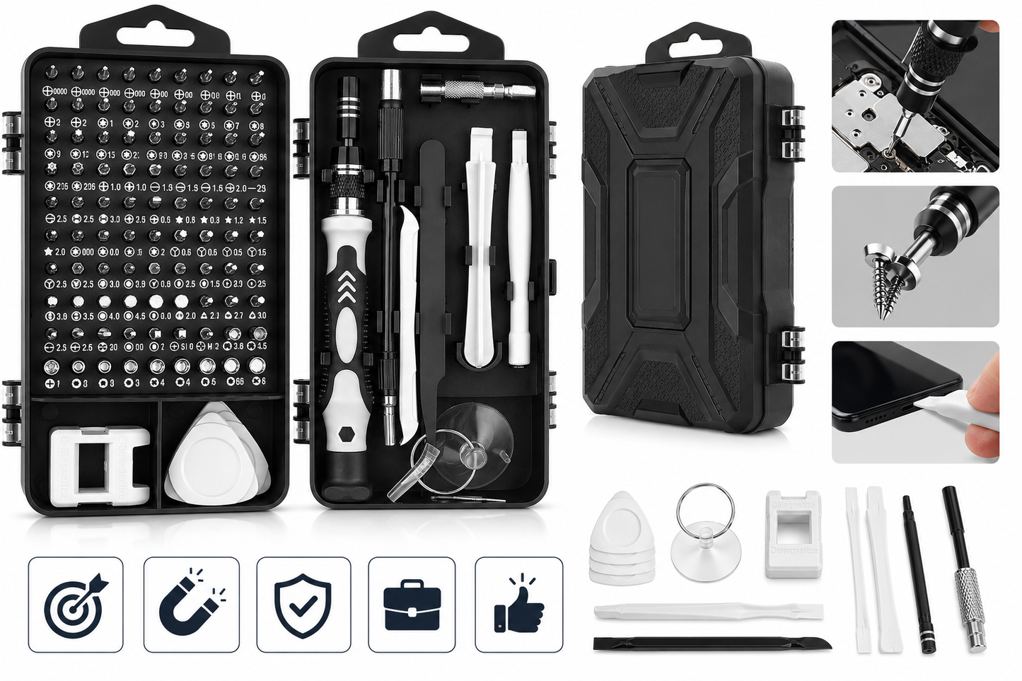 Kit de tournevis de précision - boîtier de rangement compact fermé