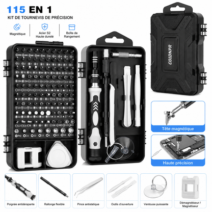 Kit de tournevis de précision - manche ergonomique et accessoires de démontage