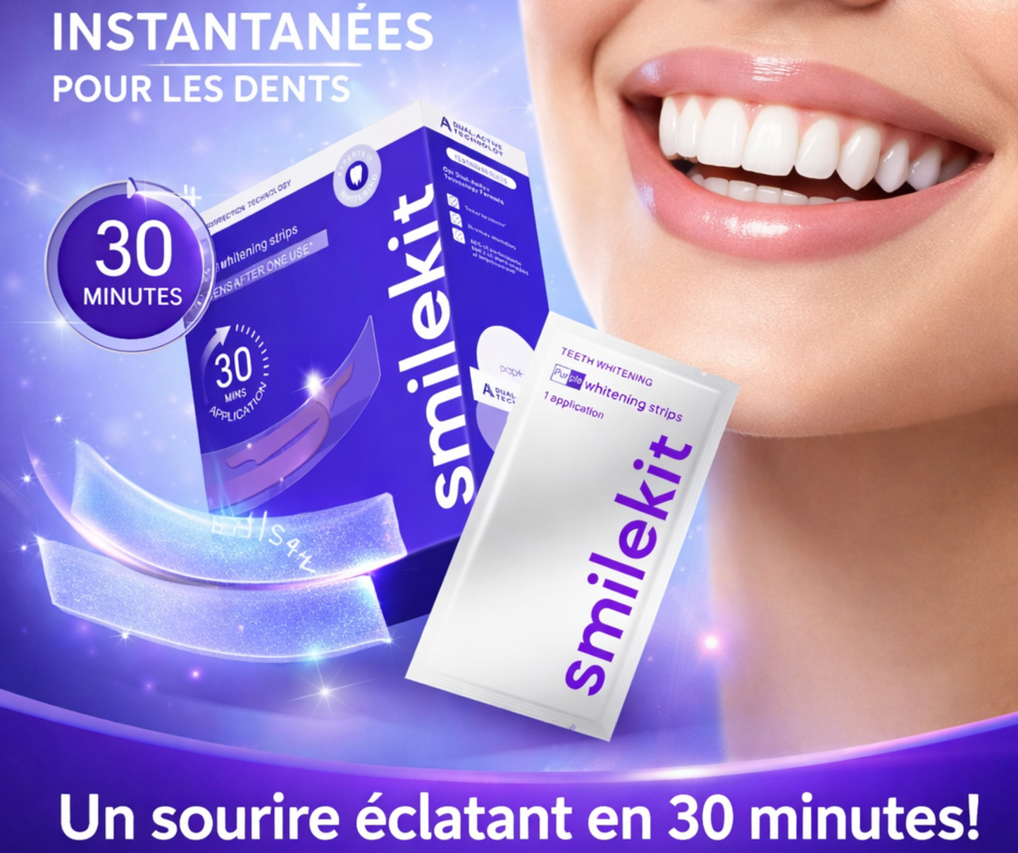 Bandes blanchissantes de dents ultra rapide
