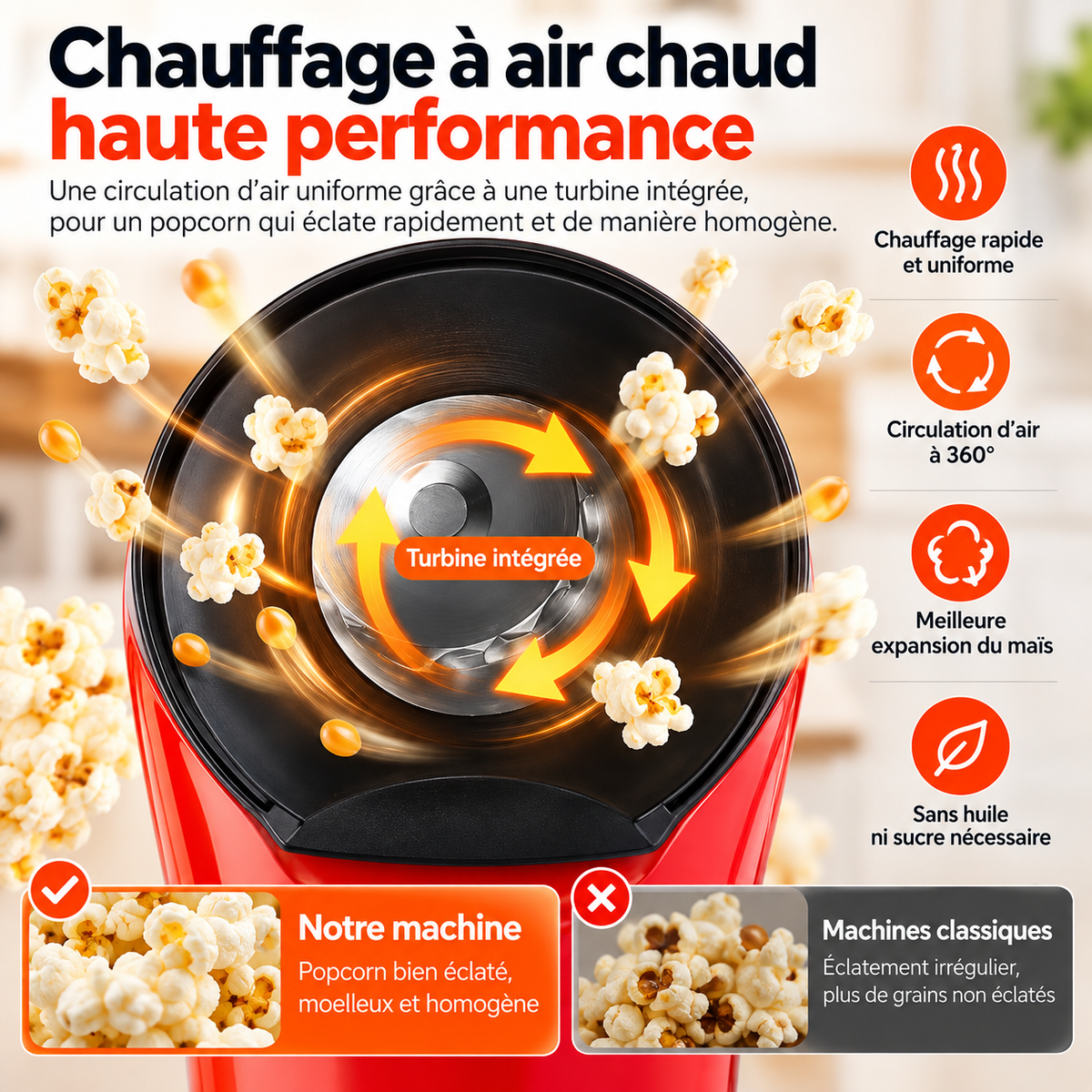 Machine à Popcorn Sans Huile – Rapide & Facile