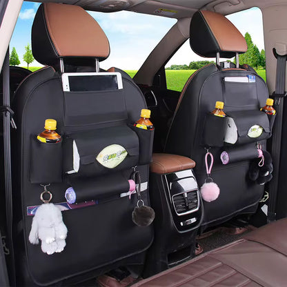 Organisateur de Siège Auto Multipoches – Simili-Cuir, Tablette & Porte-Boissons