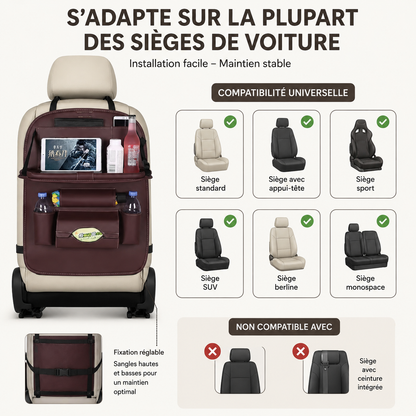 Organisateur de Siège Auto — Plateau Rabattable & Support Tablette