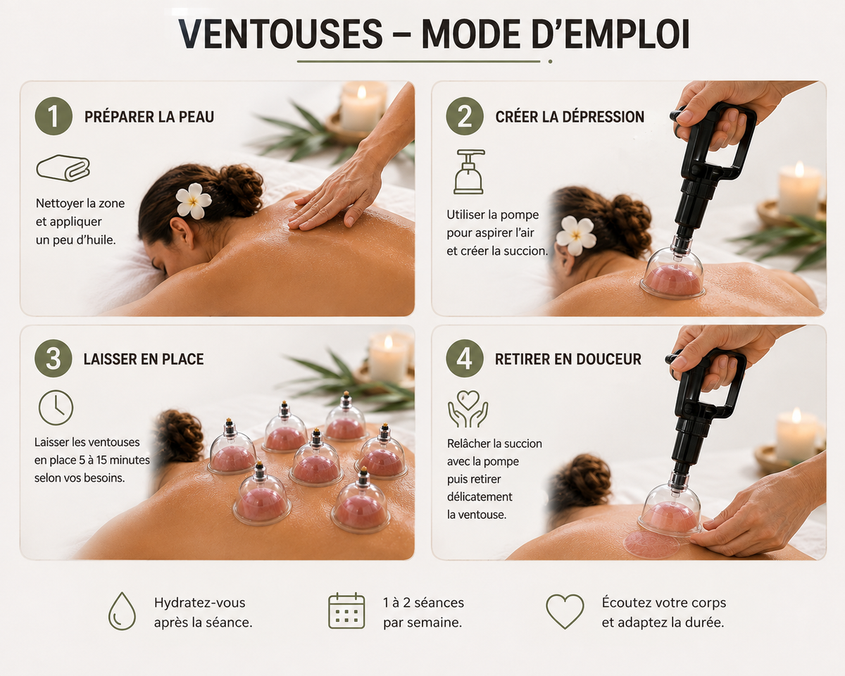 Kit 20 Ventouses de Massage — Coffret Complet avec Pompe